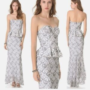 Alice + Olivia strapless gown white and black